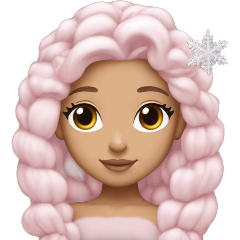 Ariana Grande sleeping light pink hair holding a snowflake emoji