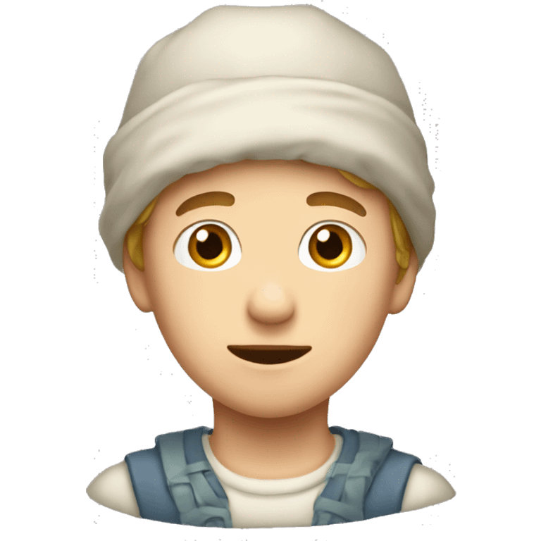 white boy with a bonnet who is suprised emoji