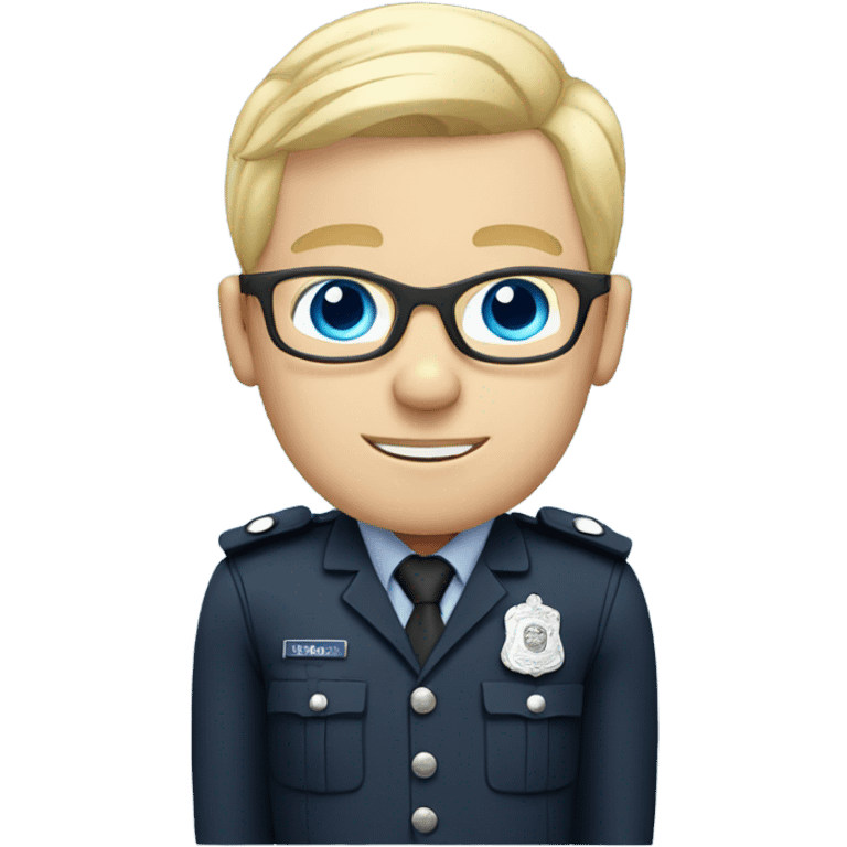 British policeman with blue eyes and blonde and glasses hair emoji