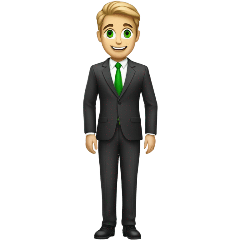 full body Happy green eyed handsome man in suit  emoji