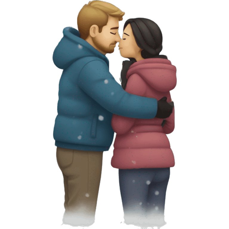 Couple kissing on the snow emoji