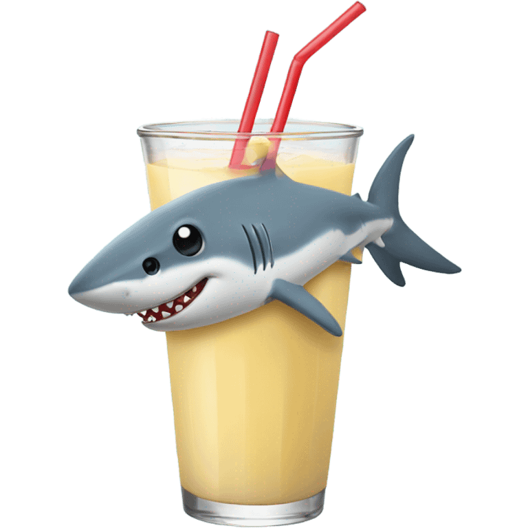 Shark drinking smoothie emoji