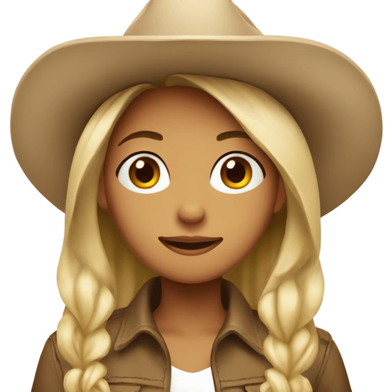 girl with beige cowboy hat emoji