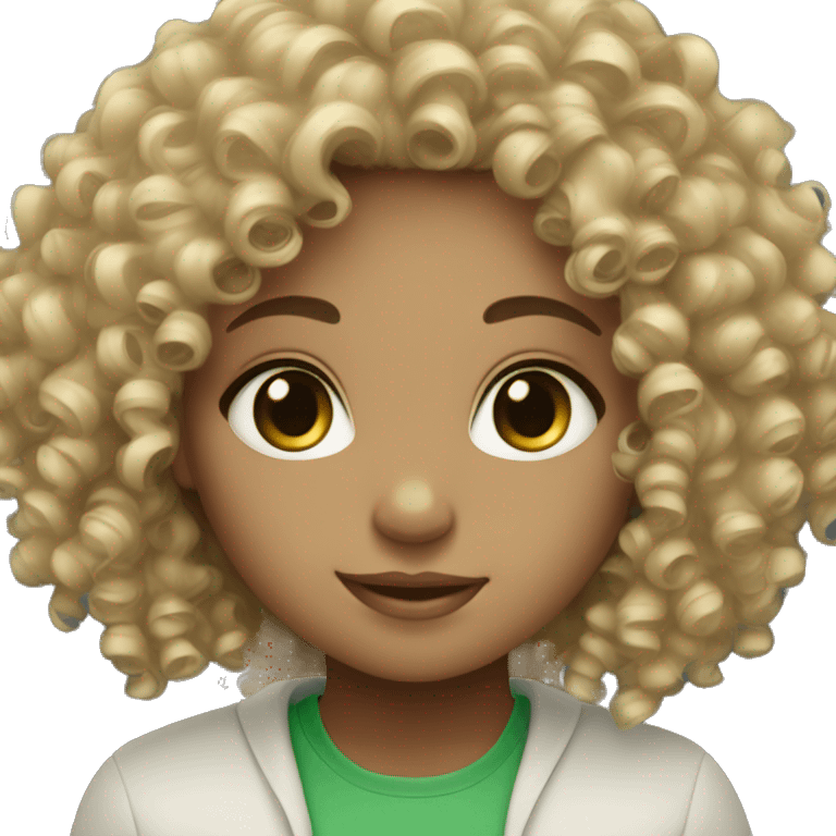 curly hair girl with green eyes and light skin  emoji