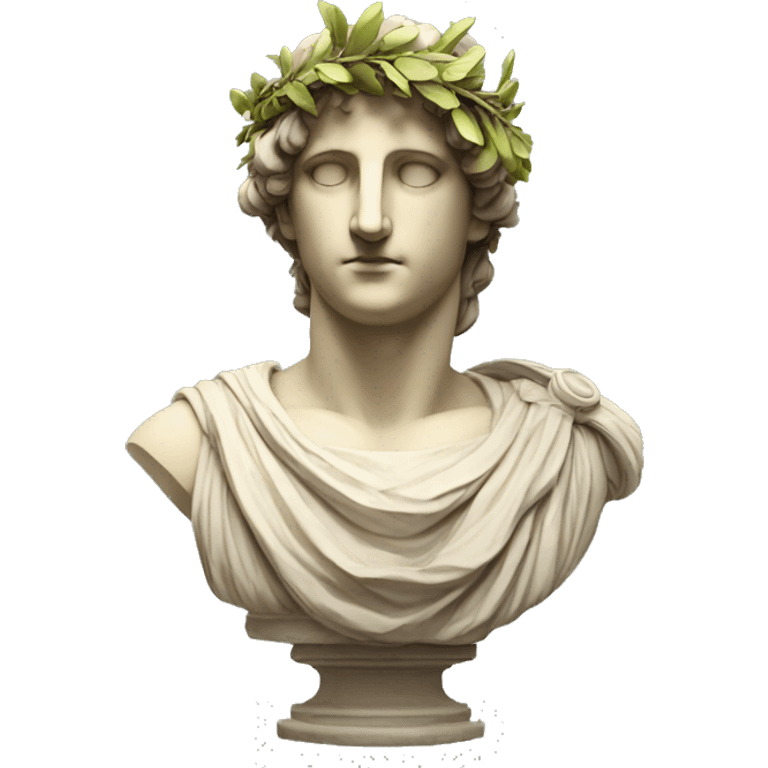 Emoji of an ancient young Greek statue, in VR headset, with a laurel wreath on head, DIGITAL UNIVERSITY emoji