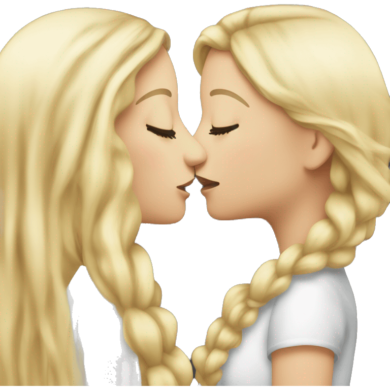 Two white girls kissing black and blonde hair  emoji