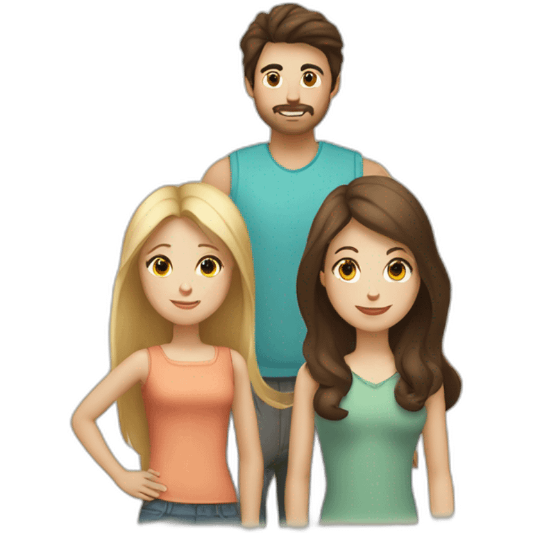 White family, 1 mom with dark hair, 1 boy with Brown hair, 2 girl with long blond hair emoji