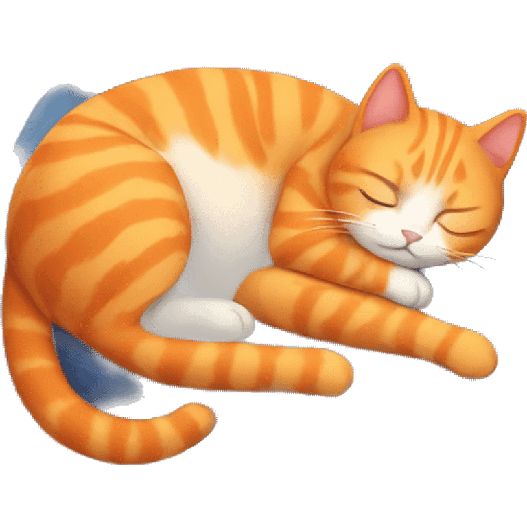 orange cute cat sleeping cozily emoji