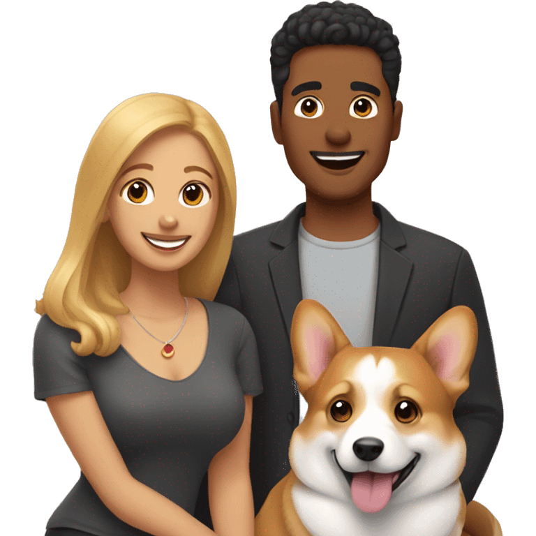 Man, woman and 2 corgies emoji