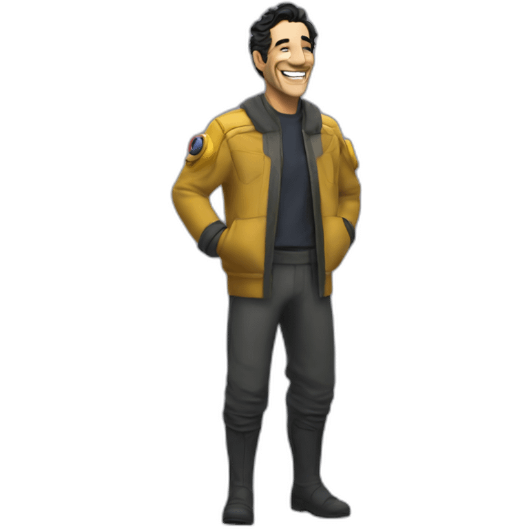 Ben Chaplin sci-fi outfit laughing emoji