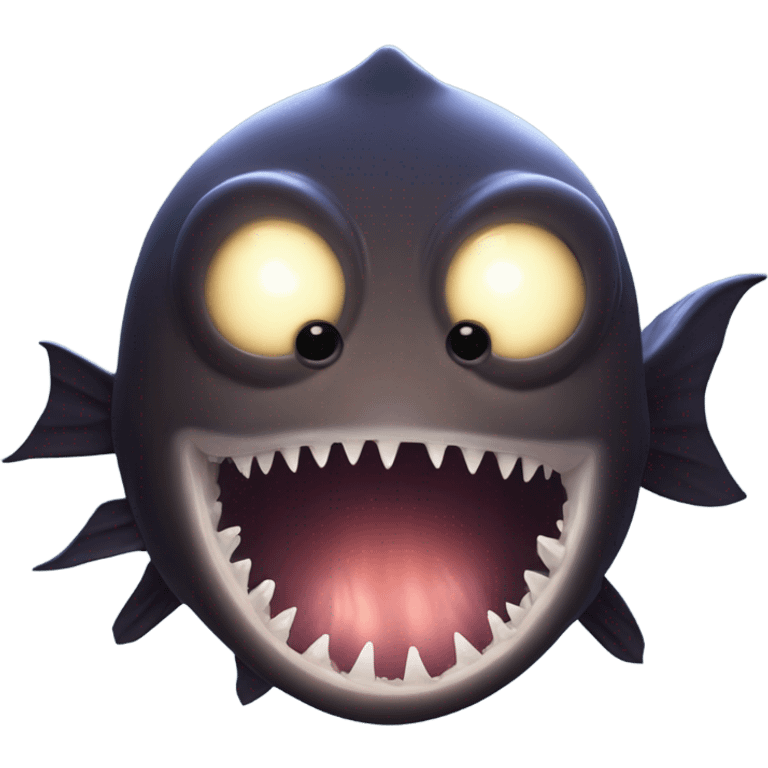 Anglerfish with glowing lure, sharp teeth, and big eyes. emoji