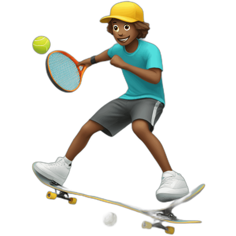 Skateboarder playing tennis emoji