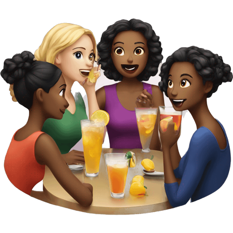 5 girls gossiping over drinks emoji