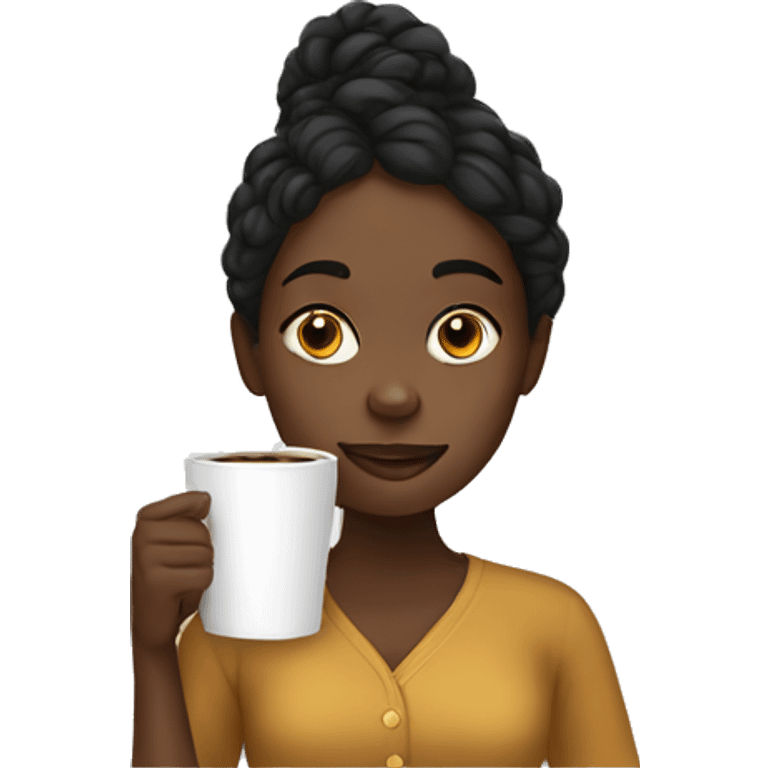 black girl with coffe emoji