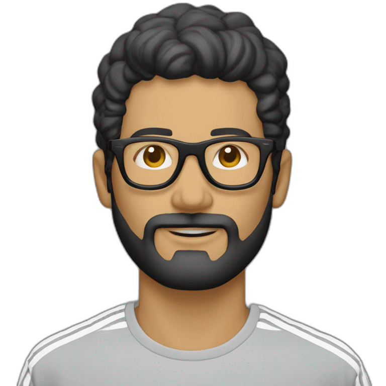 hombre blanco con barba negra y lentes de sol negros, usando un gorri adidas emoji