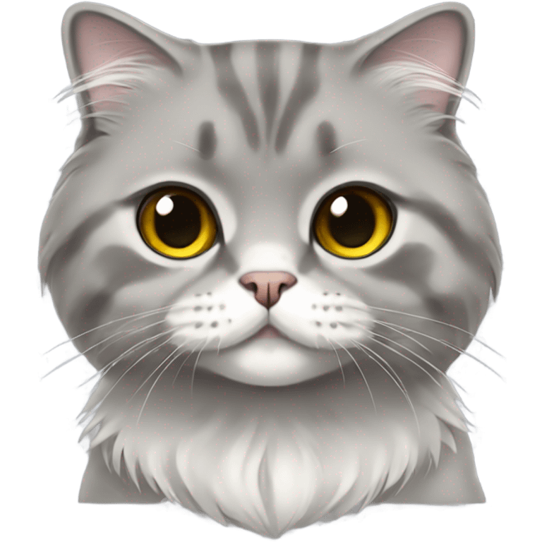 scottish fold cat gray long-haired  emoji