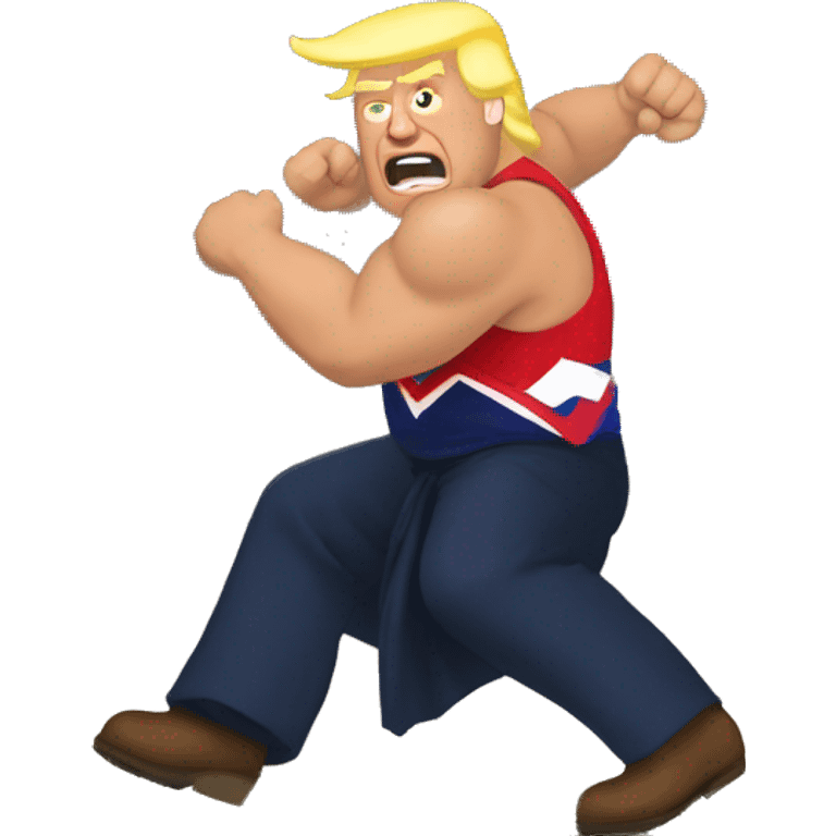 Trump wrestling a tornado emoji