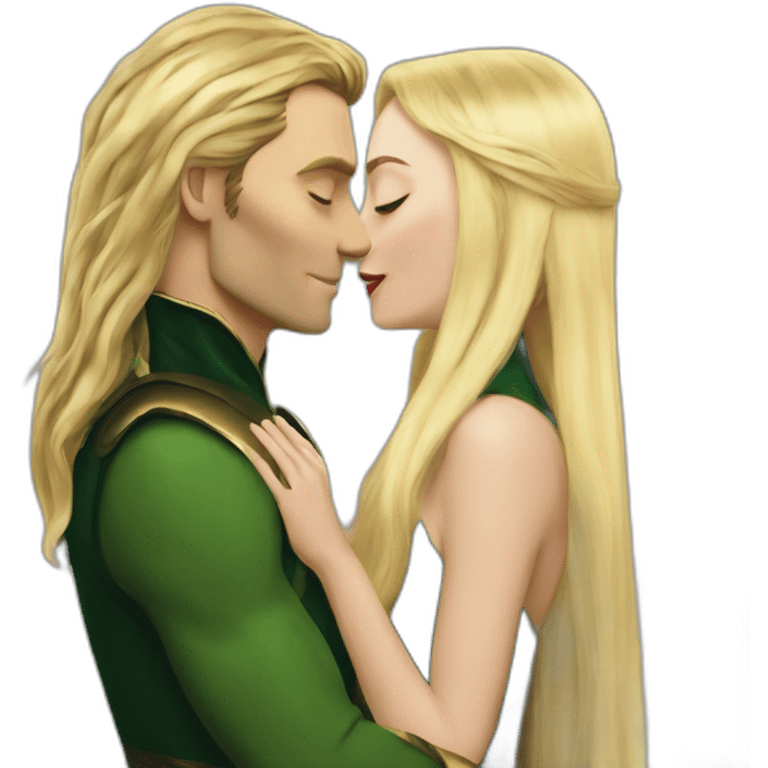 Loki kiss blond woman with very very long hair emoji