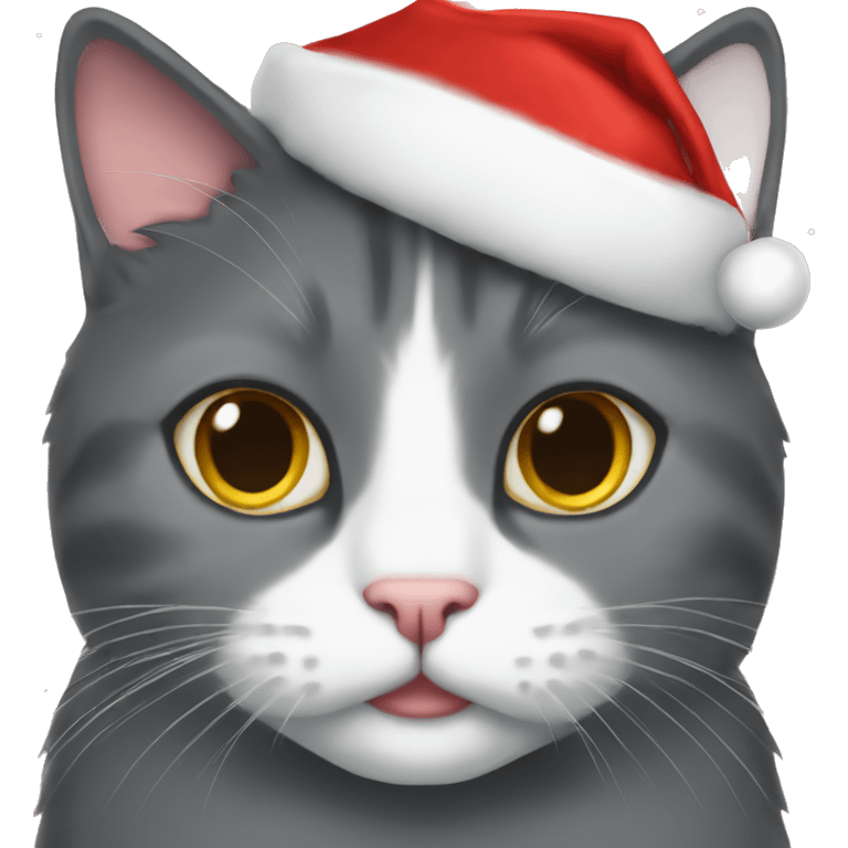 Gray tuxedo cat Christmas  emoji