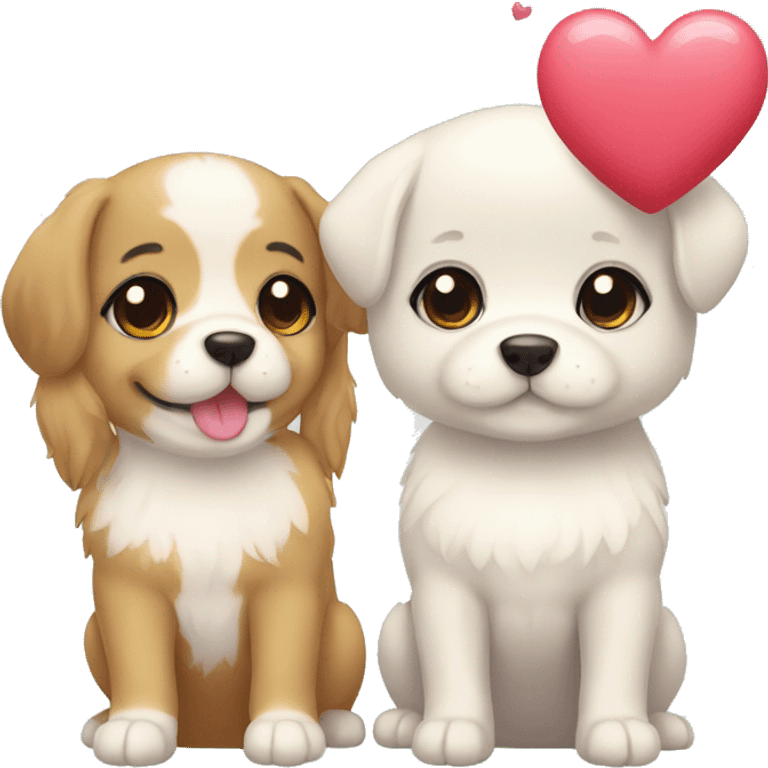 cute kawaii dogs with heart emoji