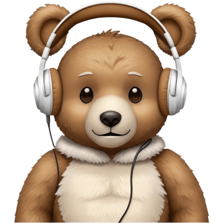 Teddy bear with white headphones vibing emoji