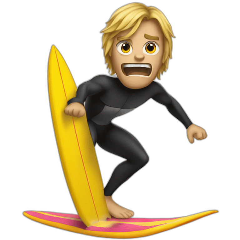 angry surfer in a wetsuit on a surfboard emoji