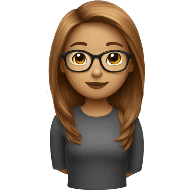 Hazelnut hair girl with brown glasses emoji