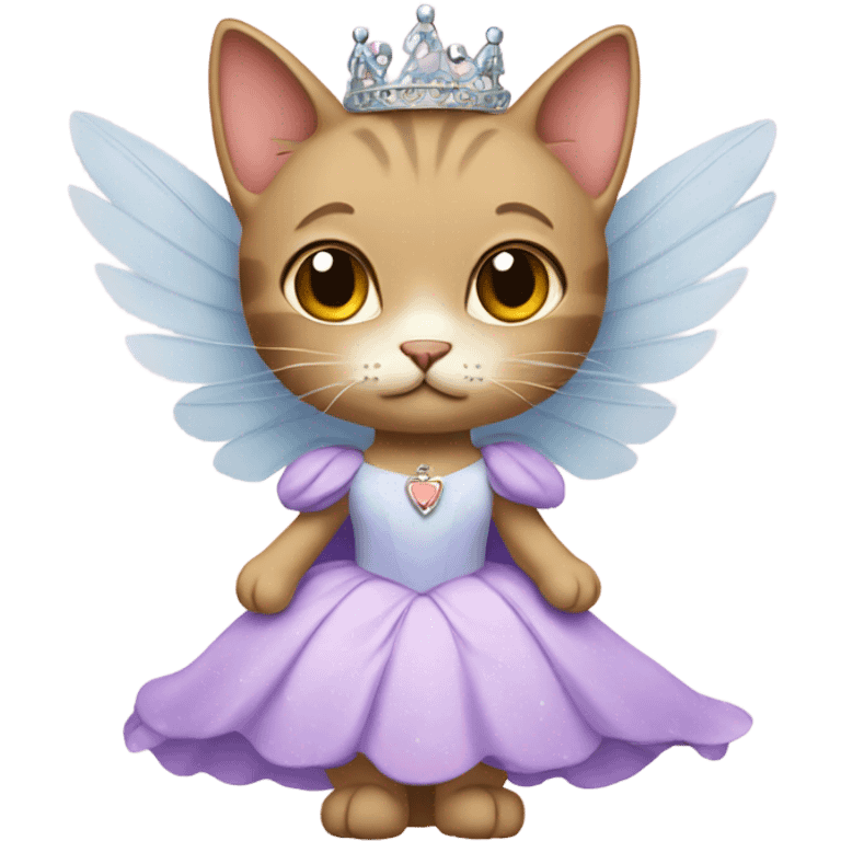 cat wearing a princess dress with fair wings emoji