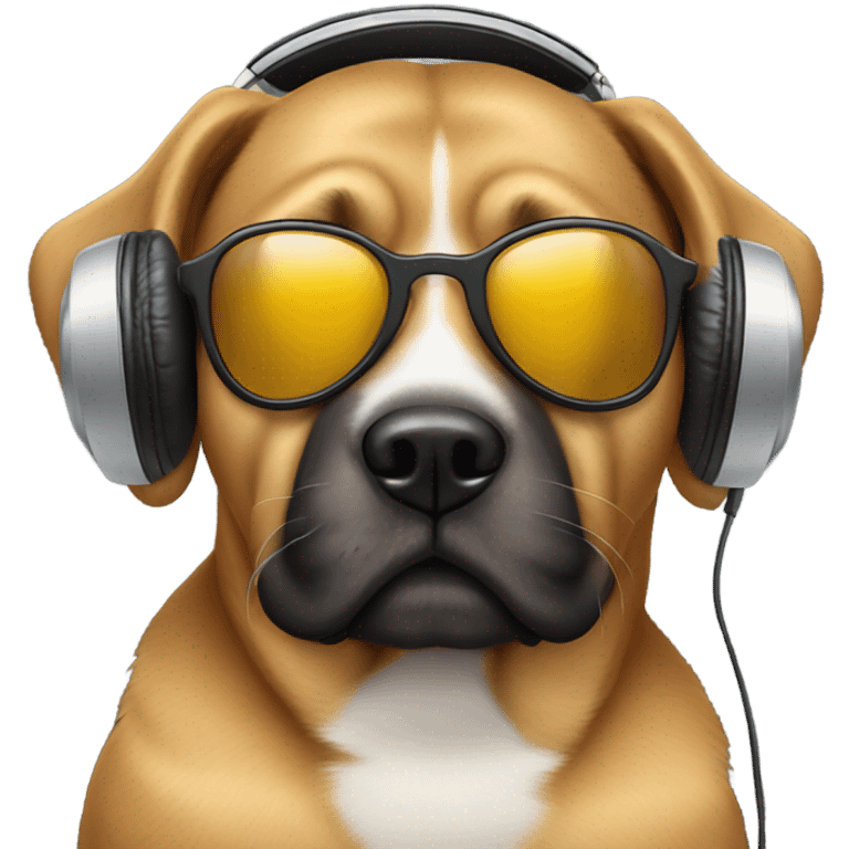 Dog with headphones and gunglasses emoji