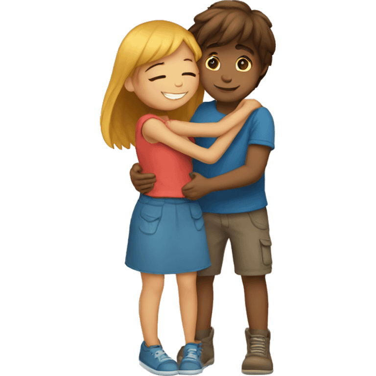 A girl and boy hugging  emoji