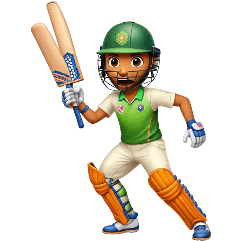 Cinematic Realistic Cricket Pop Culture Emoji, depicted with a dynamic, action‚Äêpacked scene capturing the spirit of India's beloved sport rendered with vibrant textures and energetic lighting. emoji