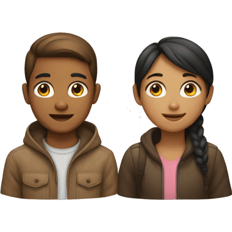 Brown girl and Asian boy next to each other  emoji