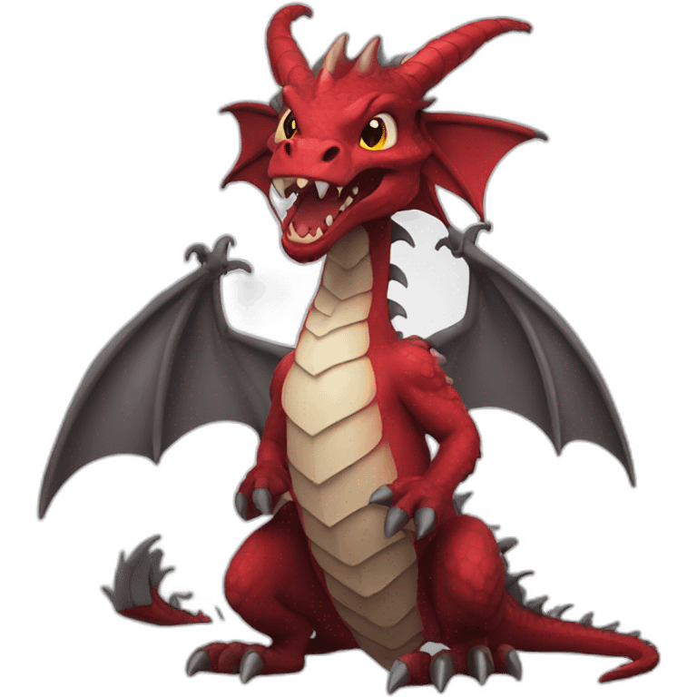 red dragon with grey horns with a raid sign emoji