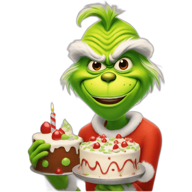 Grinch with a cake emoji