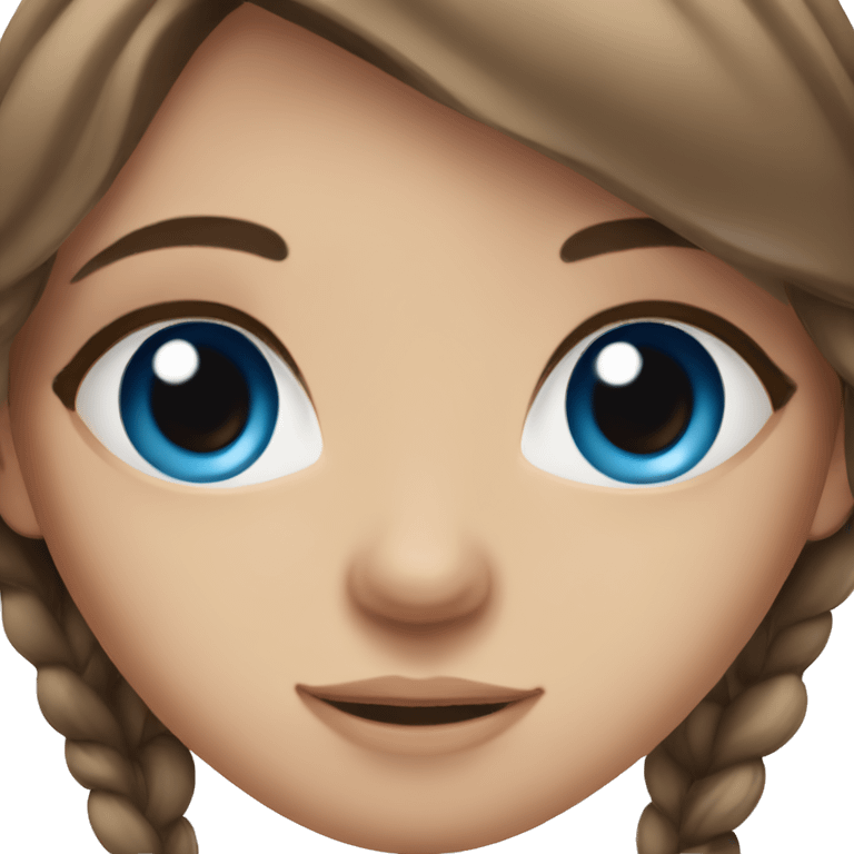 girl with long brown hair, blue eyes, eyelashes emoji