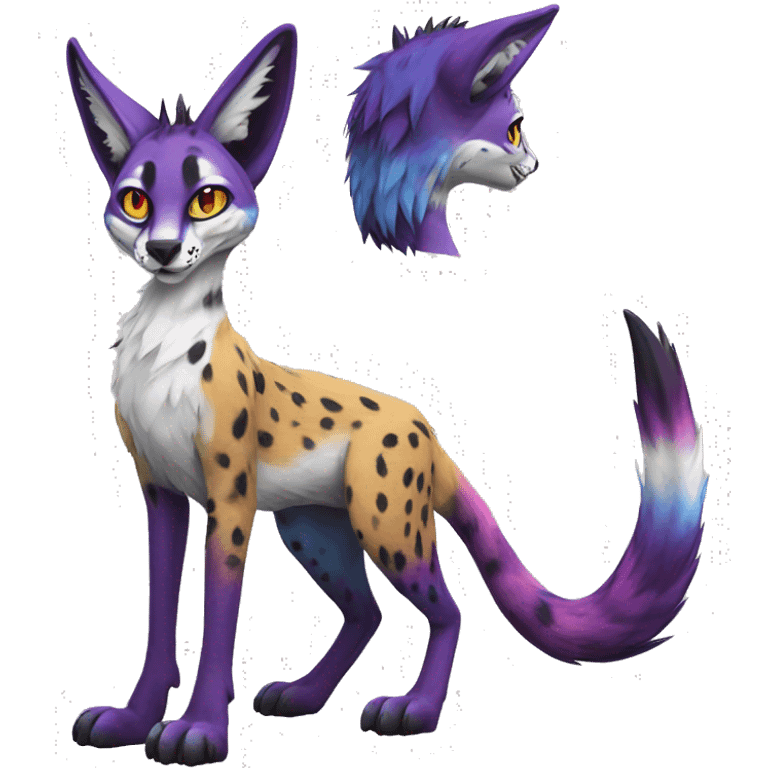 Epic Edgy Colorful Sergal-Serval-Vernid full body emoji