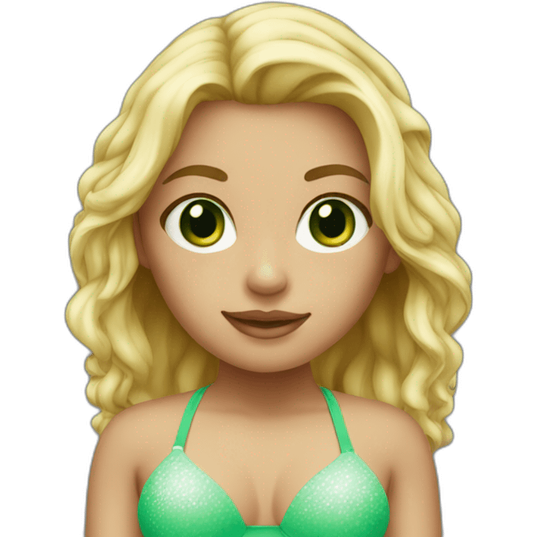 blond girl green eyes bikini emoji