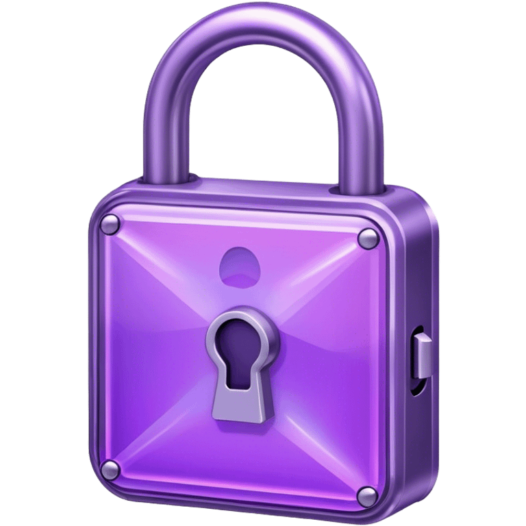 Holographic and glassmorphic purple lock emoji