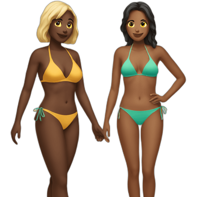 two people sharing a bikini emoji