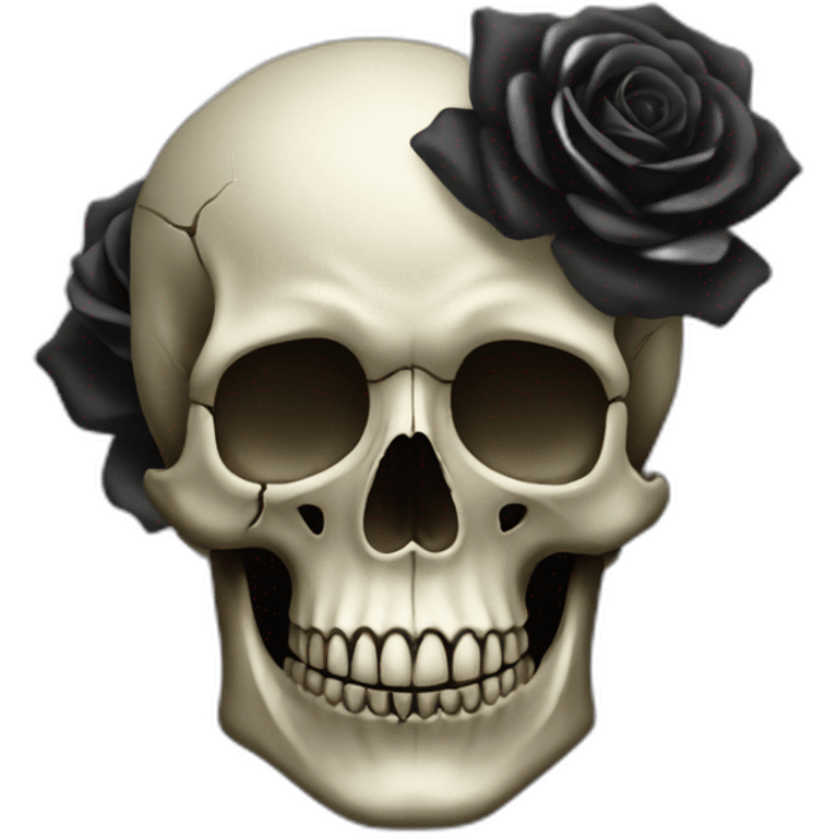 Skull with black roses surrounding it emoji