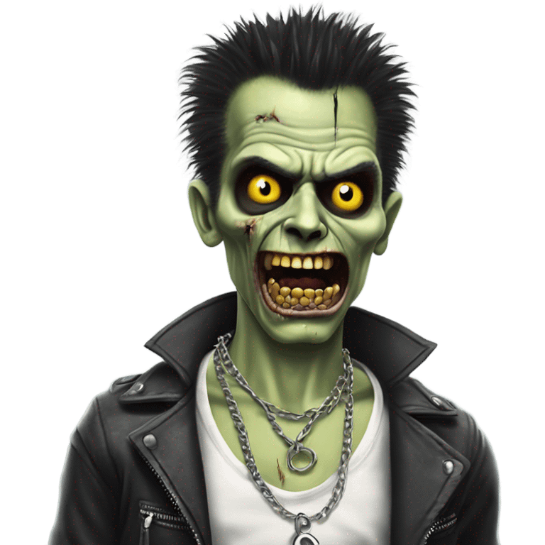 sid vicious zombie, wearing a padlock necklace, dancing emoji