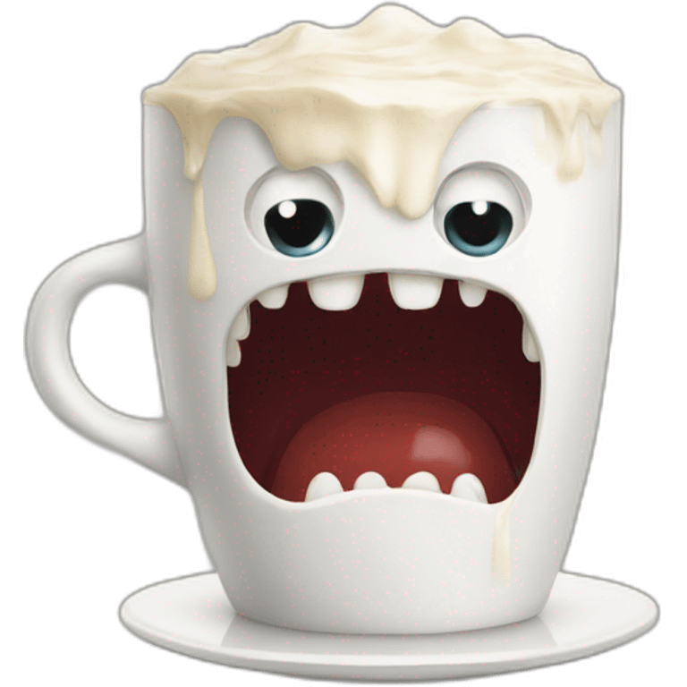 A Monster drinking Flat white emoji