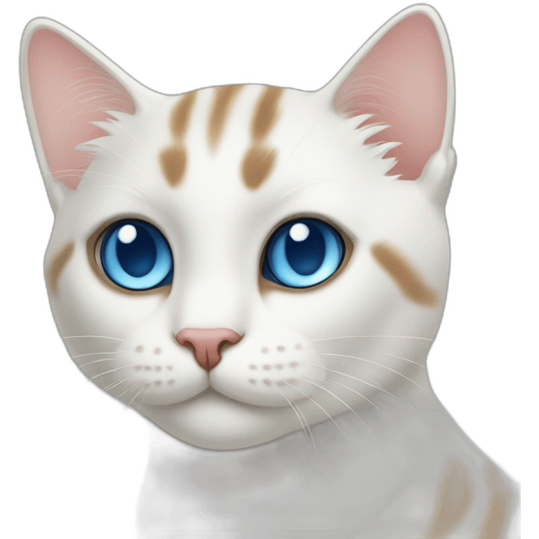 White Bermin cat with blue eyes stripes emoji