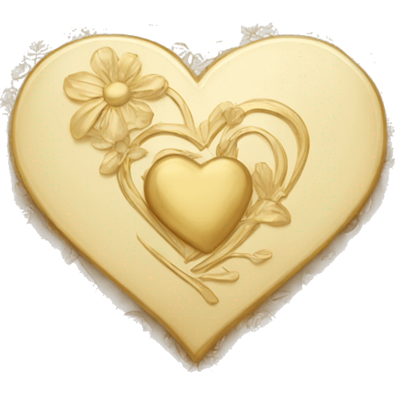 Golden heart with a floral pattern on it  emoji