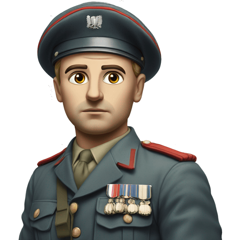 photorealistic serious french soldier 1960s emoji