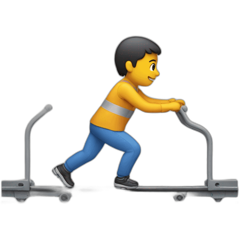 a person pushing a track from behind emoji