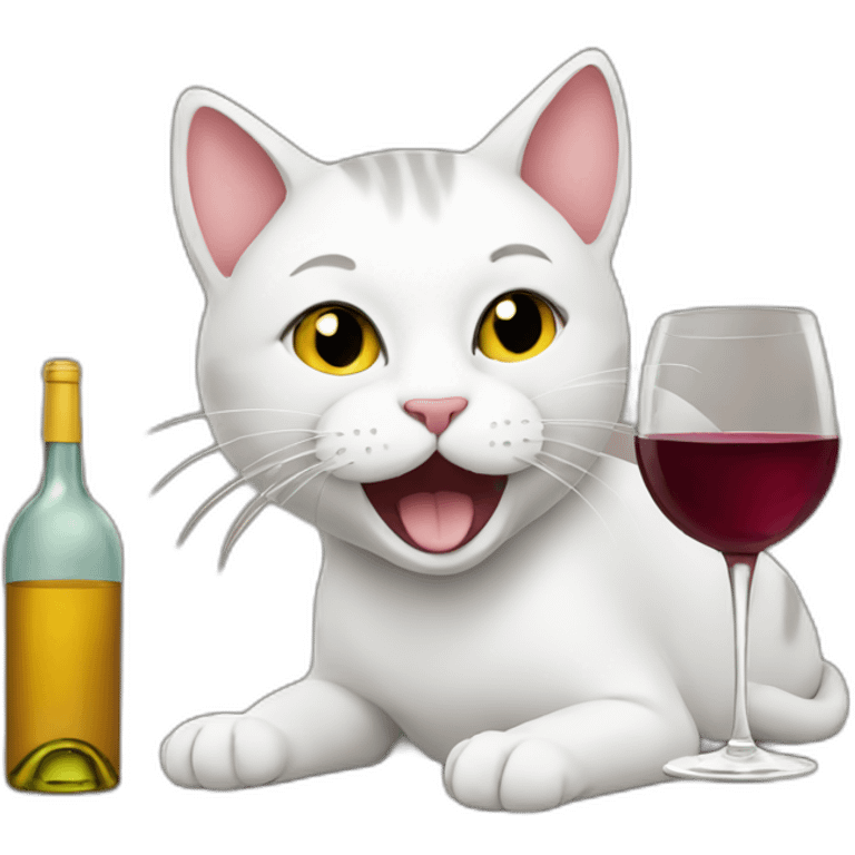 cat drinking wine emoji