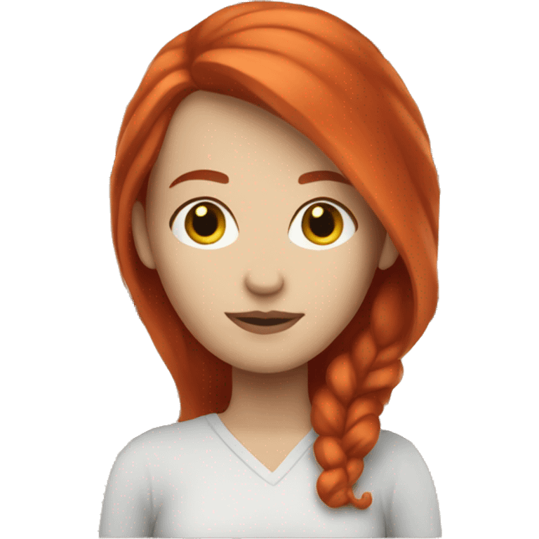 White woman with red hair read book emoji