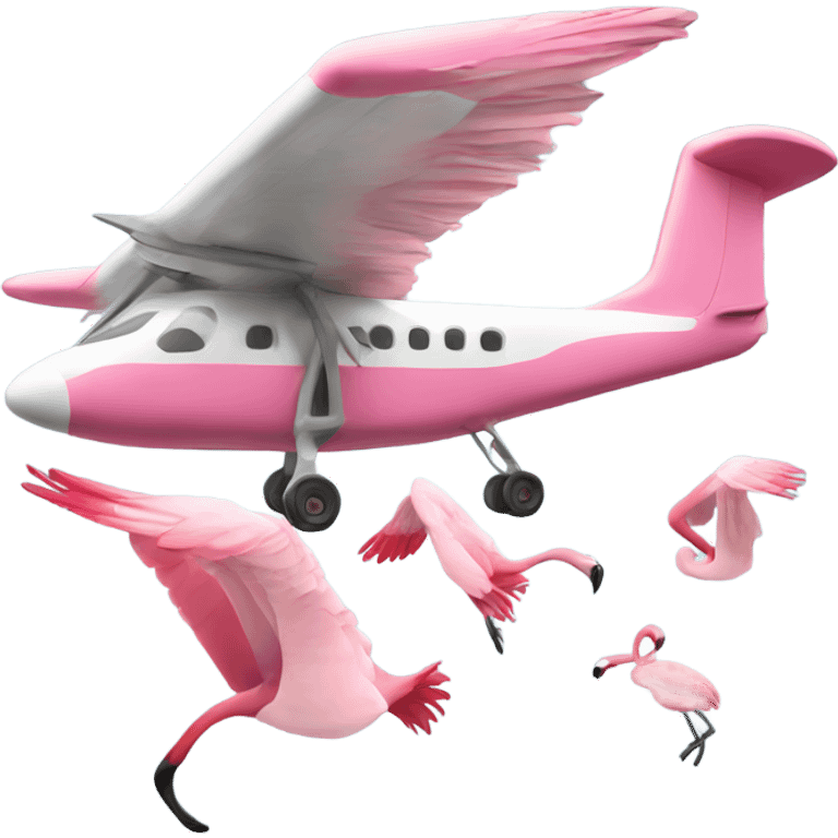 Flamingo flying in a air plane emoji