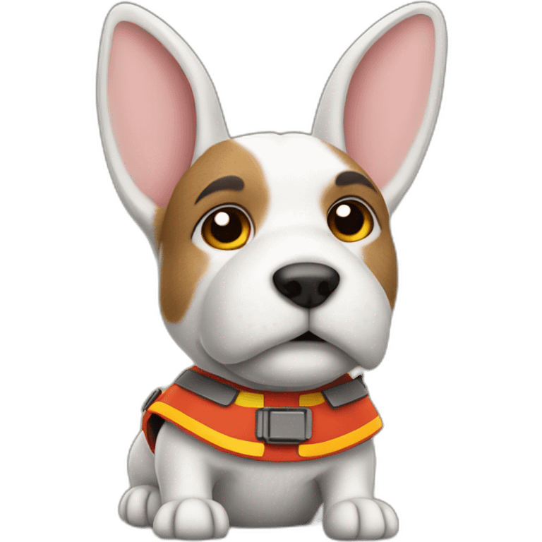 a jackrabbit terrier dog who works as a firefighter and wears a bulletproof vest emoji